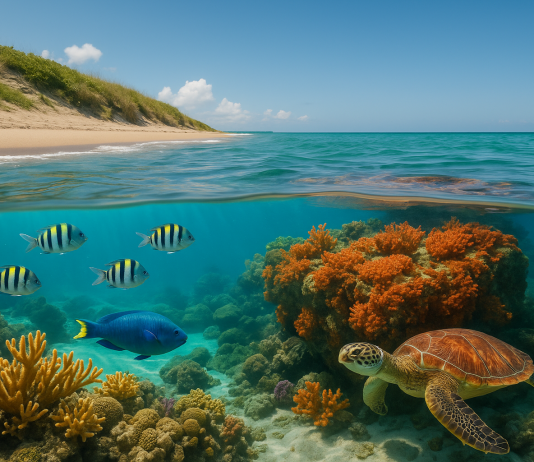 Red Reef Park: How Bureaucrats Buried America’s Best Snorkeling Reef in Sand Red Reef before destruction.